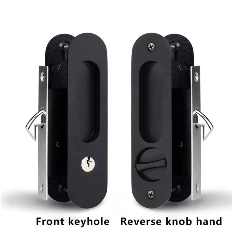 Home Security Locks - スライドドアロック、シフトドアロック、見えない木製ドアロック、ダークドアブラックシフトドアハンドル、トリップキッチン・バスルームドアロック