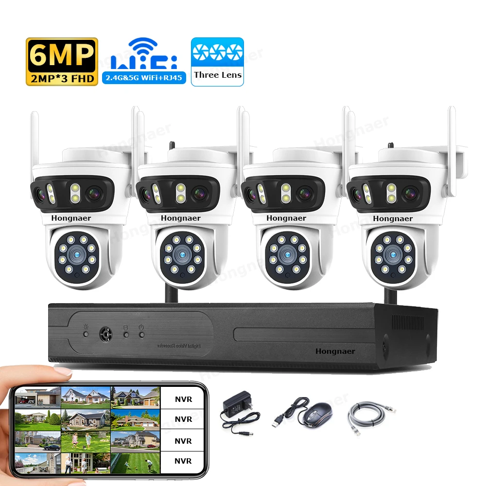 Home Security With Cameras - 2026年 ホンナール 6MP 4CH 3レンズ 2.4G