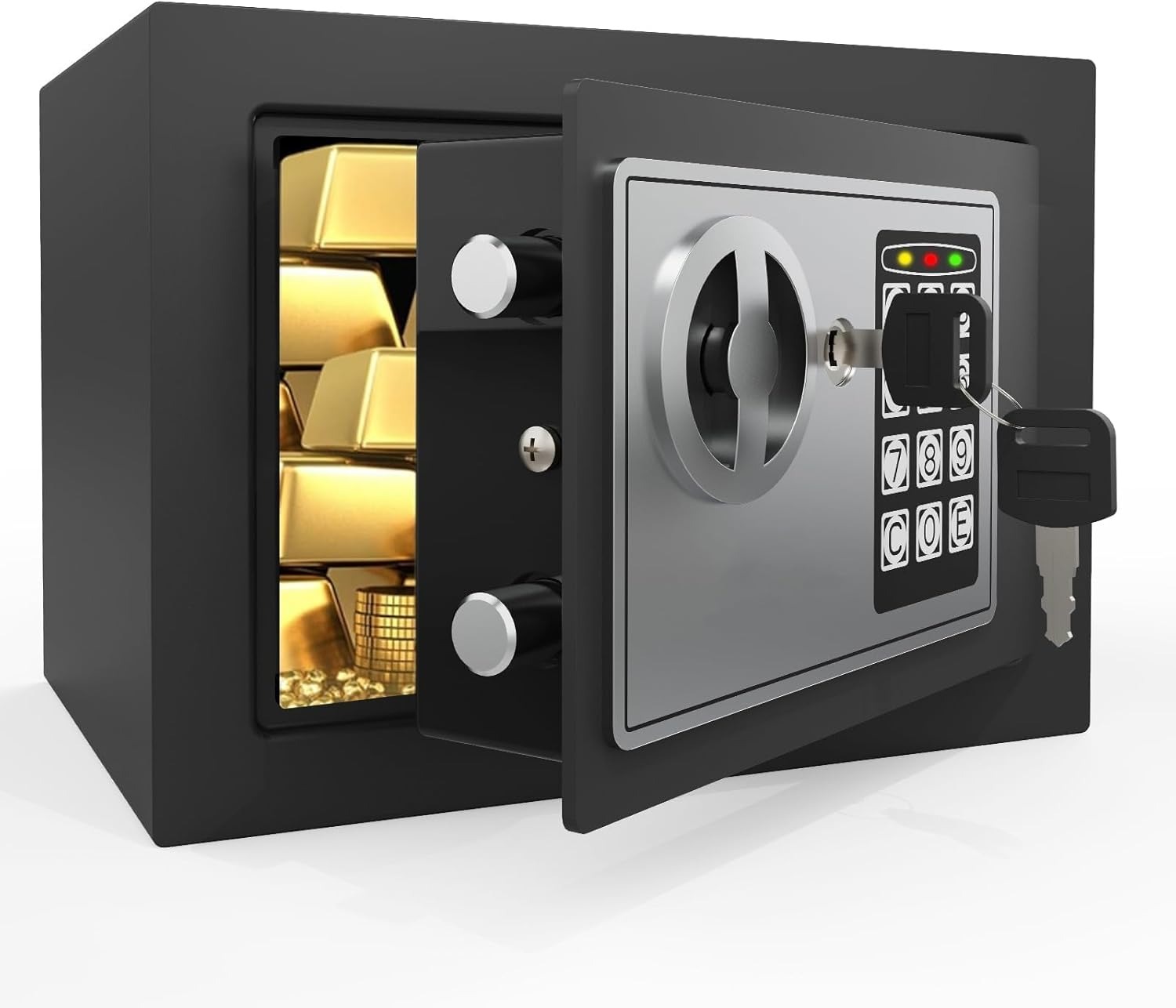 Safe Box Digital - 2026年新型電子式金庫 全鋼製 家庭用/オフィス用 パスワードと鍵で開錠可能 安全でコンパクト