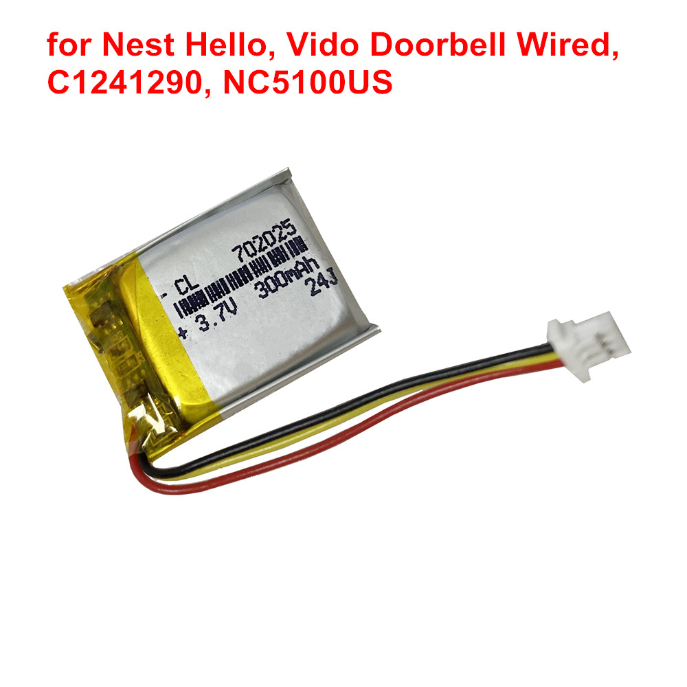 Home Security Battery Replacement - 3.7V 300mAh 交換用ホームセキュリティカメラバッテリー 1ICP7/17/26 (Nest Hello、Vido