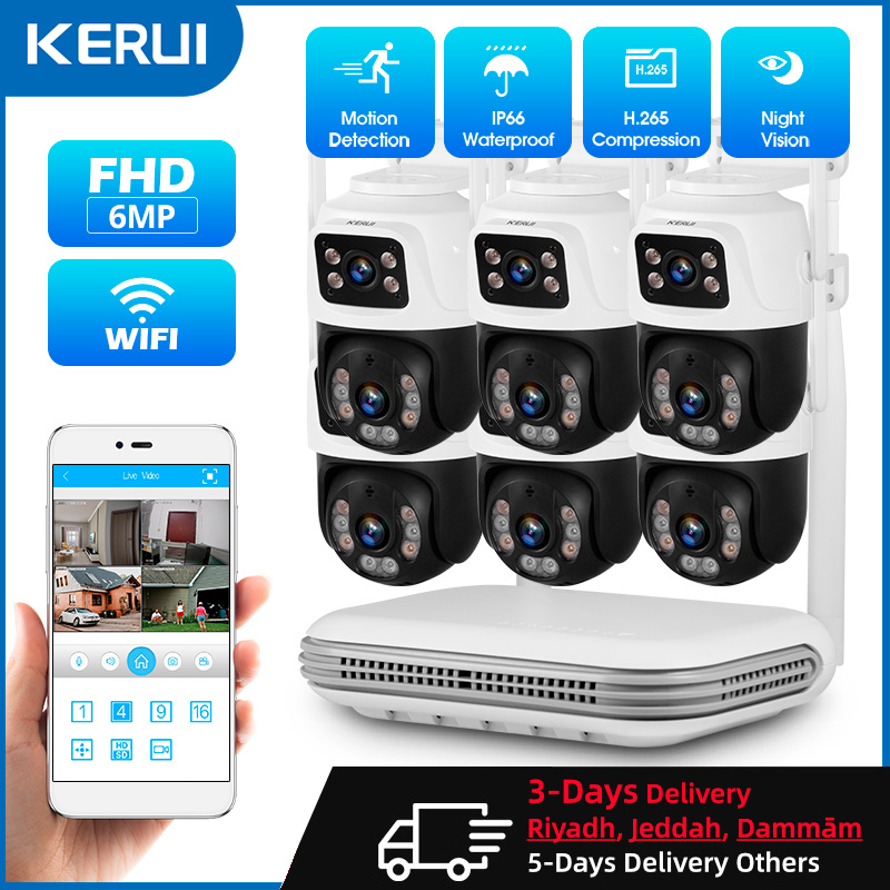 Home Security Video - Kerui-ホームセキュリティ監視カメラシステム,ワイヤレス,防水,デュアルレンズ,ptz,Wifi,ip, 8ch, nvr, h.265, cctvキット