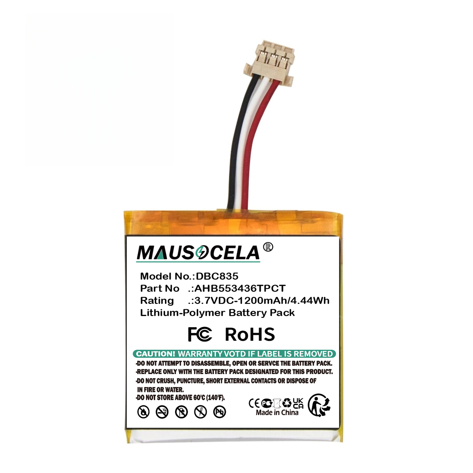 Home Security Battery Replacement - ホームセキュリティカメラ交換用バッテリー ADT:AHB553436TPCT、ワイヤレスHDドアベルカメラ、DBC835、DBC835-V2、--1200mAh / 4.44Wh