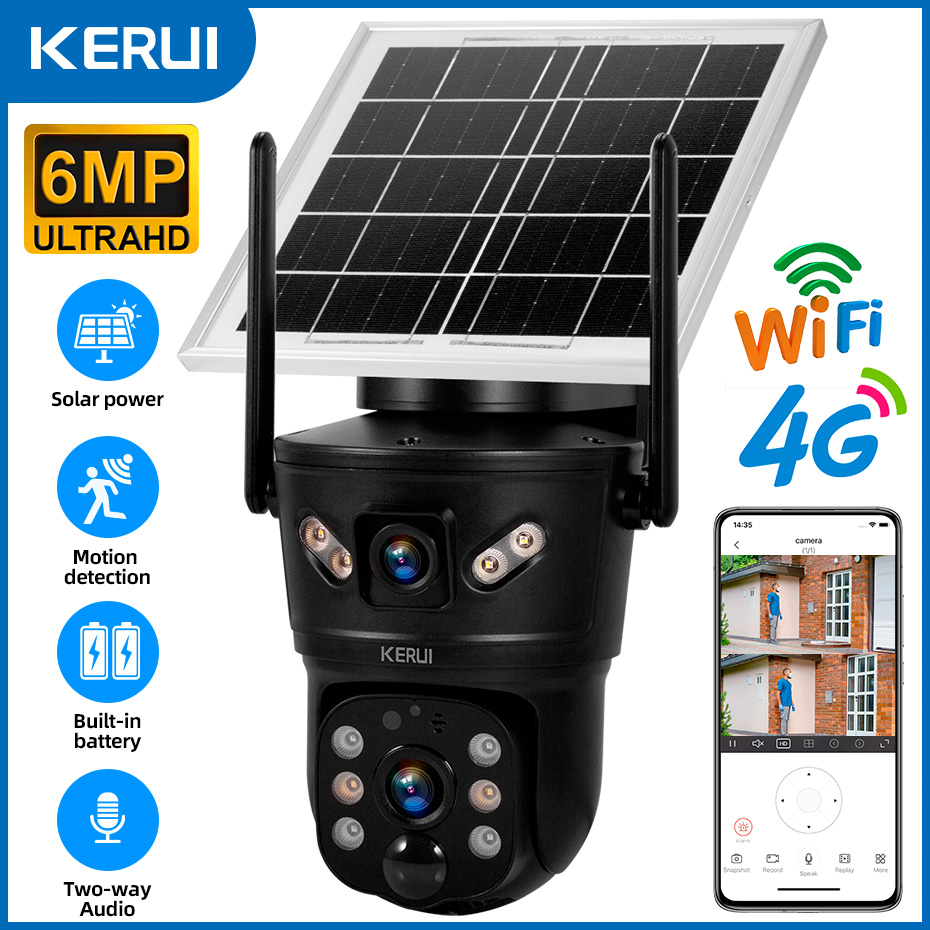 Home Security Video - KERUI 屋外 6MP ソーラーカメラ 4G SIM
