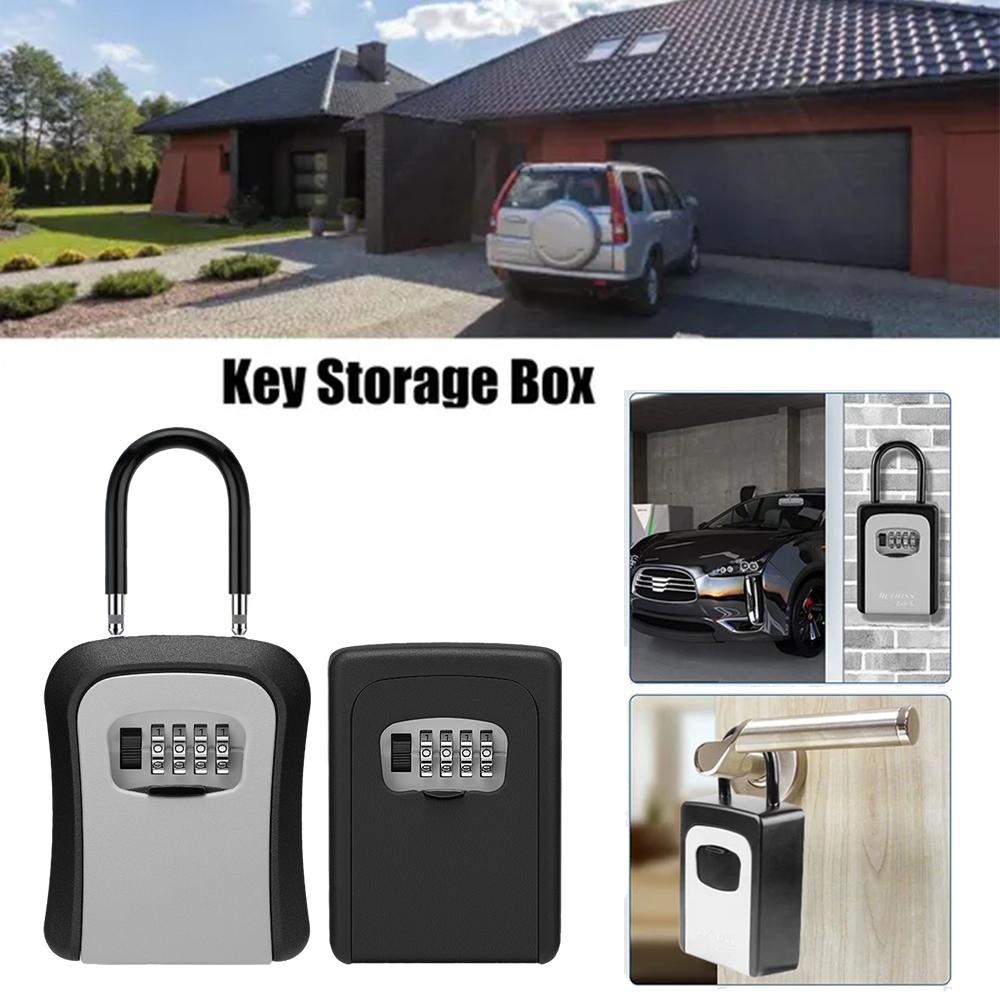 Safe Box Digital - 壁掛けキー収納ボックスポータブルキーロックボックス4桁コンビネーションセキュリティロックボックスリセット可能なコード金庫ロックボックス家庭用
