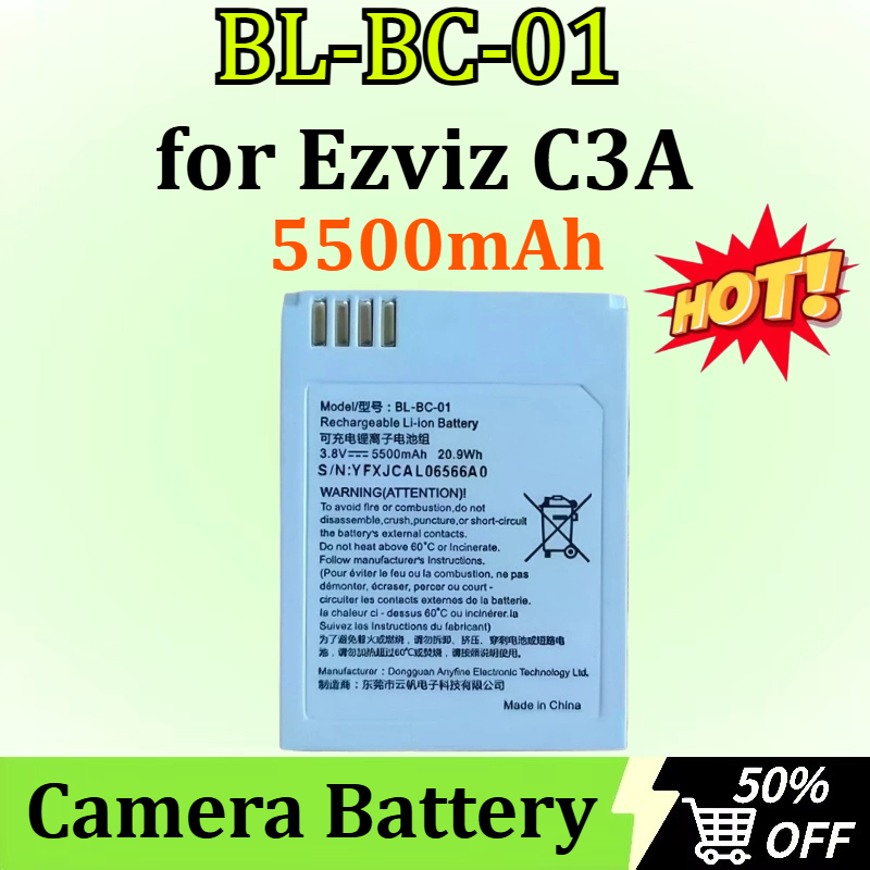 Home Security Battery Replacement - 新しい BL-BC-01 3.8V 5500mAh 20.9Wh 交換用モニタリングワイヤレスカメラバッテリー