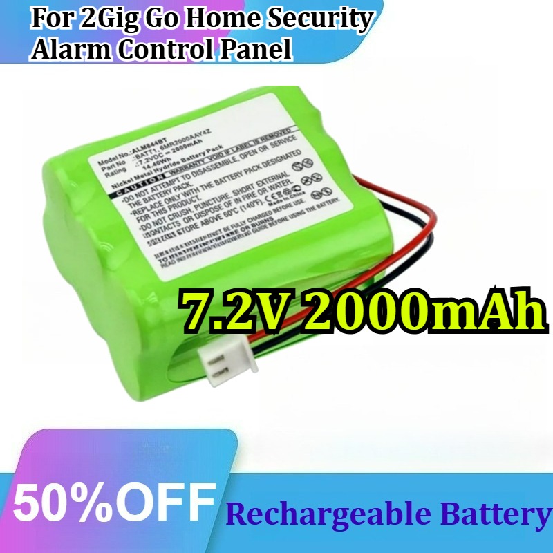 Home Security Battery Replacement - 7.2V 2000mAh Ni-MH 2Gig Go ホームセキュリティアラームコントロールパネル交換用充電式バッテリー