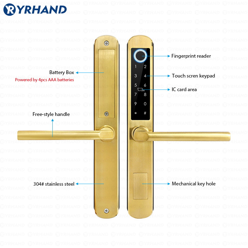 IP66 ゴールドステンレス鋼スライドガラススマートロック  - Home Security Keypad のレビューと価格