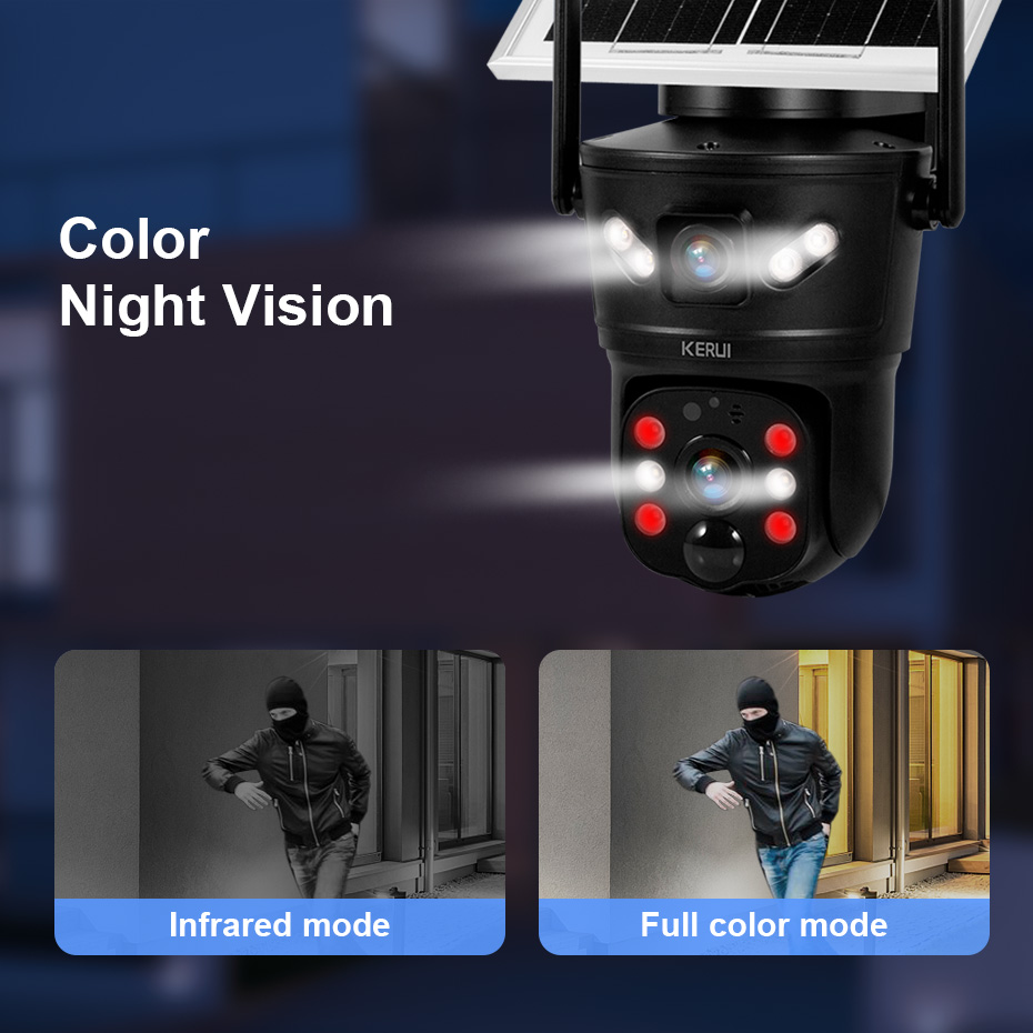 KERUI 6MP 4G SIM WiFiソーラーカメラ デ - Home Security Video のレビューと価格