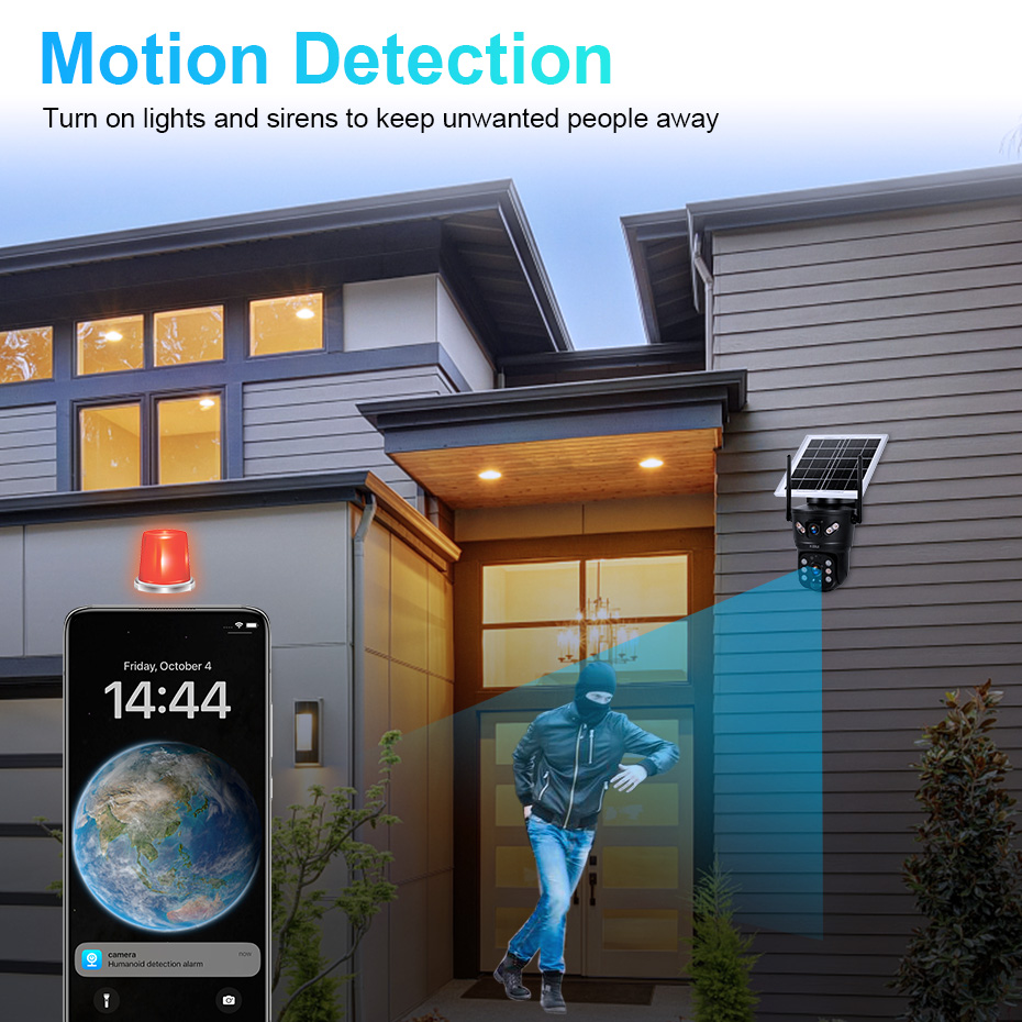 KERUI 6MP 4G SIM WiFiソーラーカメラ デ - Home Security Video のレビューと価格