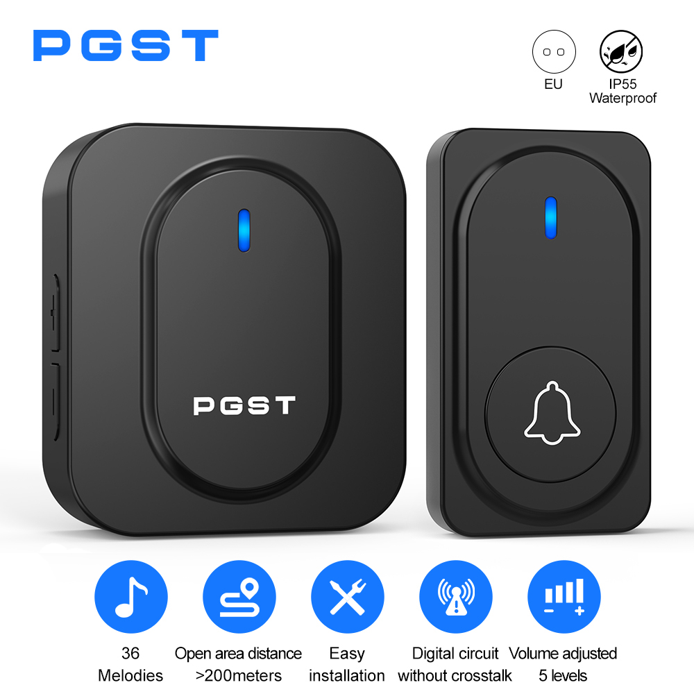 PGST ワイヤレスドアベル 36 チャイム LED ライト - Home Security Installation のレビューと価格