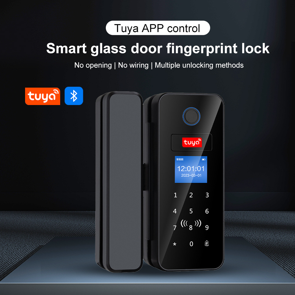 ダブルフックスマートガラスドアロックガラス引き戸 Tuya  - Home Security Keypad のレビューと価格