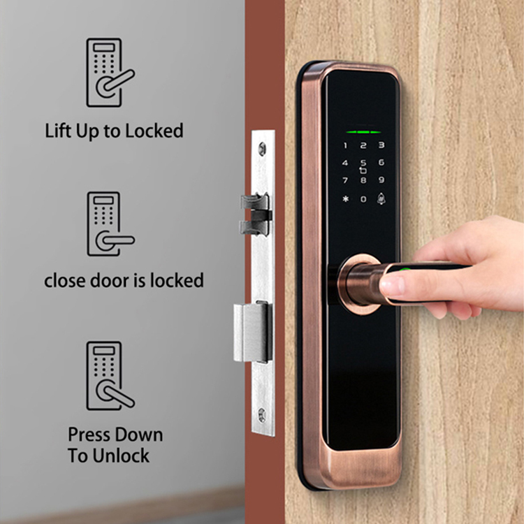 デジタルスマートドアロックパスコード付き木製小型電子ミニ指紋 - Home Security Locks のレビューと価格