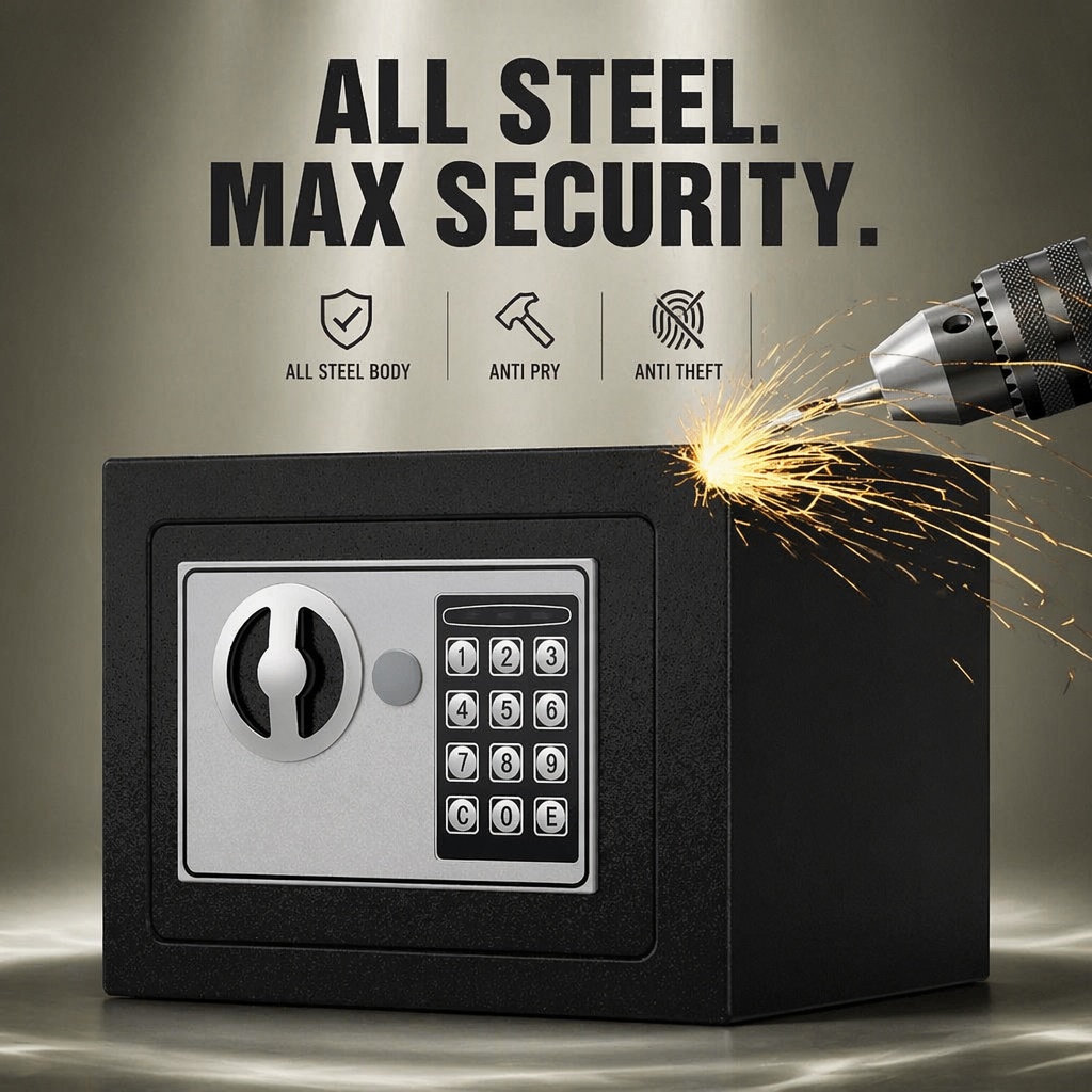 全鋼製電子デジタルキーパッドセーフボックスデュアルパスワード - Home Security Keypad のレビューと価格