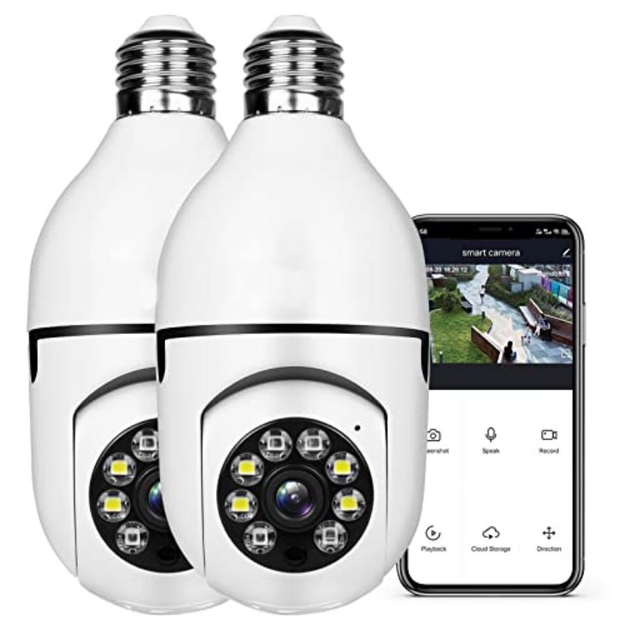 電球型1080PセキュリティワイヤレスカメラWifiスマート - Home Security With Cameras のレビューと価格