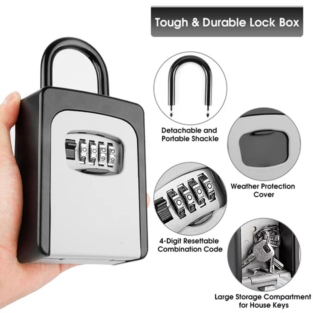 壁掛けキー収納ボックスポータブルキーロックボックス4桁コンビ - Safe Box Digital のレビューと価格