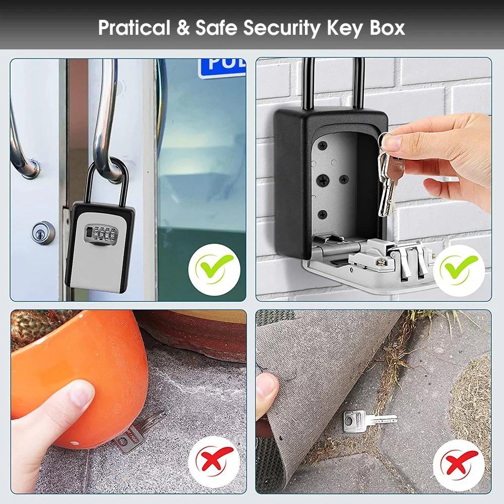 キーキーパーコンビネーションロック壁掛け防水4桁パスワード5 - Safe Box Digital のレビューと価格
