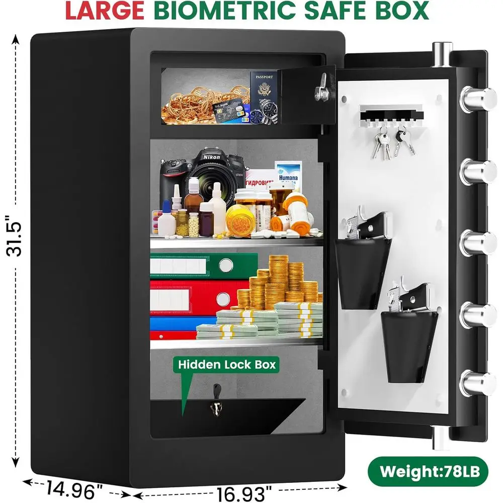 頑丈な生体認証金庫、防水ホームセキュリティ、隠し底金庫とデュ - Safe Box Digital のレビューと価格